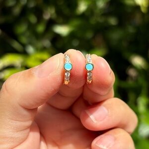 18K Gold Plated Stainless Steel Diamond Small Hoop Earrings